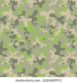 Camouflage seamless pattern background. Classic clothing style masking camo repeat print. Military camouflage.