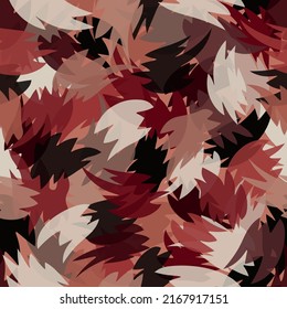 Camouflage seamless pattern background. Desert urban clothing style masking camo repeat print. Brown rust colors decorative texture. Design element vector illustration.