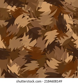 Camouflage seamless pattern background. Desert urban clothing style masking camo repeat print. Beige and brown colors decorative texture. Design element vector illustration.