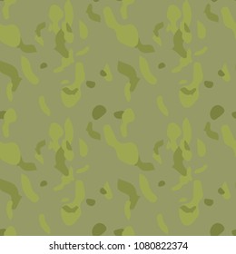 Camouflage seamless pattern. Background in different shades of green. Vector illustration, repeat camo as military print for paintball clothes, backdrop, endless grunge texture