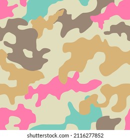 Camouflage seamless pattern background Sand pink color Creative modern design Military abstract style Fashion print clothes apparel greeting invitation card textile banner badge cover poster flyer ad