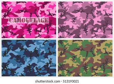 Camouflage seamless pattern.Set of camouflage backgrounds.