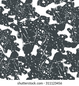 Camouflage seamless pattern. Black print on white background.