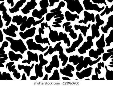 Camouflage seamless pattern in black and white colors. Vector illustration.