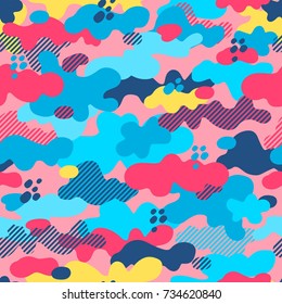 Camouflage seamless pattern in bright colors. Modern style khaki design.