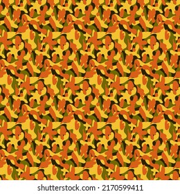 Camouflage seamless pattern, bright yellow orange acid color for textile design vector illustration