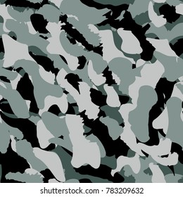 Illustrated Grey Black Camouflage Background Seamless Stock Vector ...