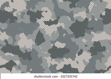 Camouflage seamless pattern with canvas mesh. Trendy urban camo, repeat print. Vector illustration.