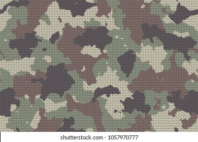 Camouflage Seamless Pattern With Canvas Mesh. Trendy Style Camo, Repeat Print. Vector Illustration.