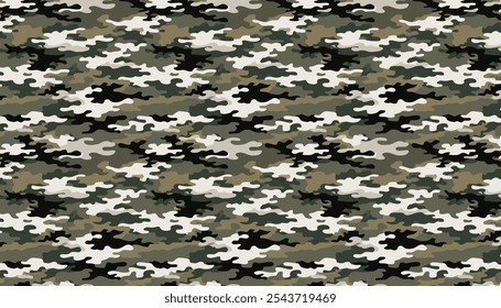 Camuflaje sin patrón. Arte vectorial de camuflaje de enmascaramiento de bosque de soldado de estilo de ropa clásica.