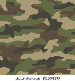 Camouflage Seamless Pattern. Classic Style Masking Camo Repeat Print. Vector Illustration.