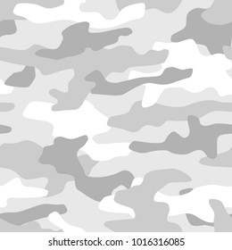 Camouflage seamless pattern. Classic style winter masking camo. Vector illustration.