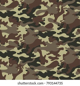 Camouflage seamless pattern, classic style. Vector background.
