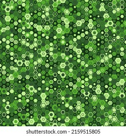 Camouflage seamless pattern with colored hexagonal endless geometric alien camo ornament. Abstract future military style background. Template for fabric and fashion print. Vector illustration