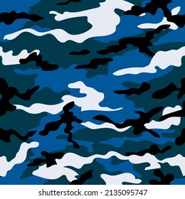 Camouflage seamless pattern deep ocean color.