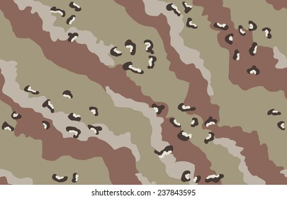 Camouflage seamless pattern. Diagonal branched and rocky shapes. Five military colors.