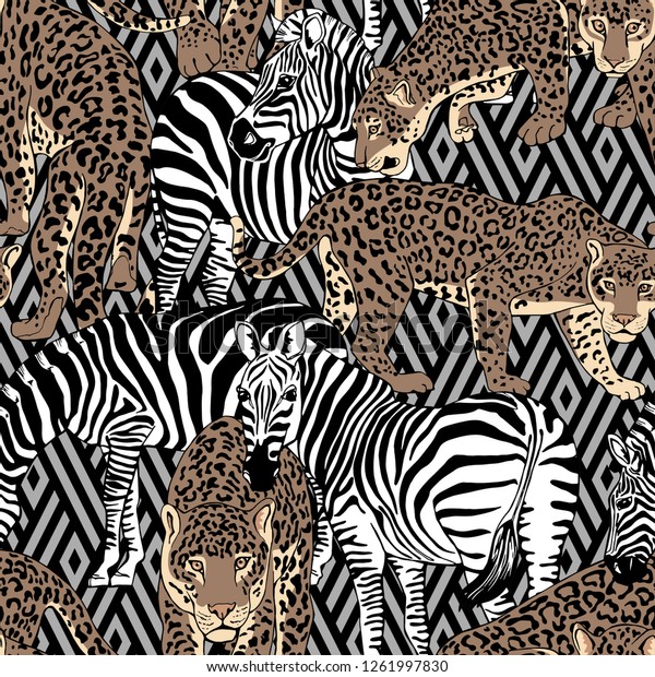 Camouflage Seamless Pattern Different Wild Zebras Stock Vector (Royalty ...