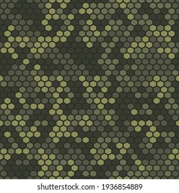 Camouflage seamless pattern. Digital camo. Hexagonal abstract  pattern. Print on fabric on clothes. Vector illustration