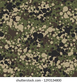Camouflage seamless pattern dotted texture. Abstract rounded modern military camo ornament for fabric and fashion print. Vector background.