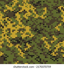 Camouflage seamless pattern. Endless military texture. Pixel army background. Print on fabric and clothes. Vector illustration