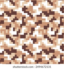 Camouflage seamless pattern for fabric print. digital pixel tiles. Woodland military textile. Modern camo uniform for war soldiers. Multicolor militaristic wallpaper. Vector design.