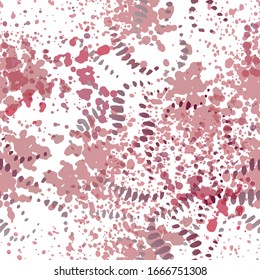 Camouflage Seamless Pattern. Fashion Concept. Distress Print. Bordo, Pink Illustration. Dirty Surface Textile. Ink Stains. Spray Paint. Splash Blots. Artistic Creative Vector Background.