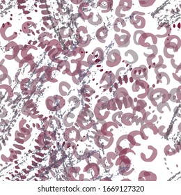 Camouflage Seamless Pattern. Fashion Concept. Distress Print. Bordo, Pink Illustration. Graffiti Surface Textile. Ink Stains. Spray Paint. Splash Blots. Artistic Creative Vector Background.