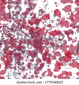 Camouflage Seamless Pattern. Fashion Concept. Distress Print. Bordo, Pink Illustration. Urban Surface Textile. Ink Stains. Spray Paint. Splash Blots. Artistic Creative Vector Background.