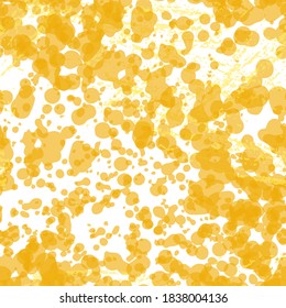 Camouflage Seamless Pattern. Fashion Concept. Distress Print. Yellow, Orange Illustration. Camo Surface Textile. Ink Stains. Spray Paint. Splash Blots. Artistic Creative Vector Background.