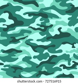 Camouflage seamless pattern, female green colors. Vector