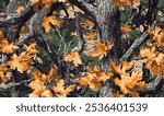 Camouflage seamless pattern. Forest real tree camouflage design. Hunting camouflage.