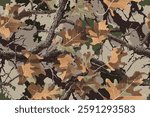 Camouflage seamless pattern. Forest real tree camouflage design. Hunting camouflage. Oak tree texture. Tree bark pattern design. Hunting background