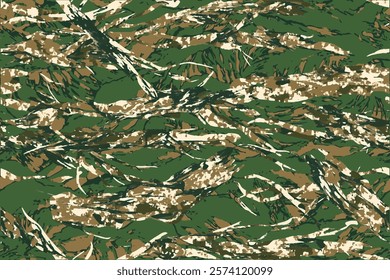 Camouflage seamless pattern. Forest real tree camouflage design. Hunting camouflage. Tiger stripe pattern. Tiger stripe camouflage pattern