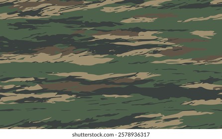 Camouflage seamless pattern. Forest real tree camouflage design. Hunting camouflage. Tiger stripe pattern. Tiger stripe camouflage pattern