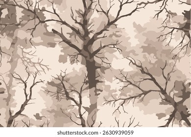 Camouflage seamless pattern. Forest real tree camouflage design. Hunting camouflage.