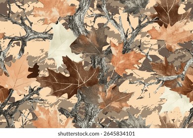 Camuflagem padrão sem emenda. Floresta real projeto de camuflagem de árvore. Caça à camuflagem. Exército caçando camuflagem. Câmera digital