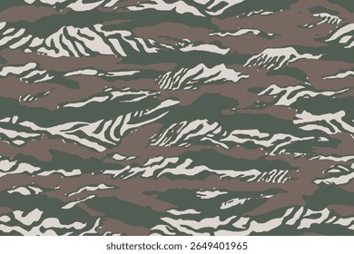 Camouflage seamless pattern. Forest real tree camouflage design. Hunting camouflage. Tiger stripe pattern. Tiger stripe camouflage pattern	
