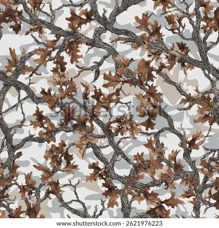 Camouflage seamless pattern. Forest real tree camouflage design. Hunting camouflage. Army hunting camouflage background. Digital camo