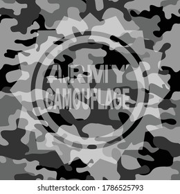 
Camouflage Seamless Pattern Gray Emblem Watermark Military Background Template Design Vector Print