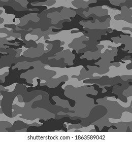 Camouflage seamless pattern gray. Print on fabric on paper. Vector