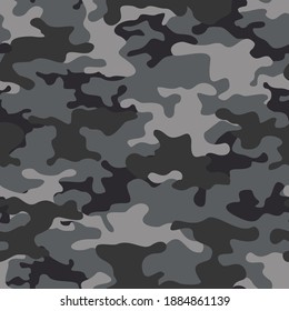 Camouflage seamless pattern gray. Print on fabric on textile. Abstract background of gray and dark spots