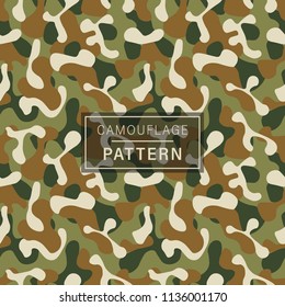 Camouflage seamless pattern. Green brown black olive colors forest texture. Camouflage seamless pattern background. 