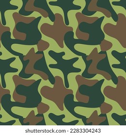 Camouflage seamless pattern. Green camo texture, military, army and hunting repeat print. Vector illustration
