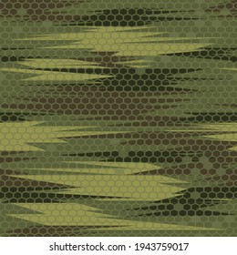 Camouflage nahtloses Muster aus grünen Linien. Militärische Struktur. Auf Textilien drucken. Vektorgrafik