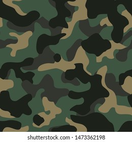
Camouflage seamless pattern green modern. Classic. Military texture. Brown, light and dark spots on a green background. Clothing design. Uniform. Print on fabric on paper.