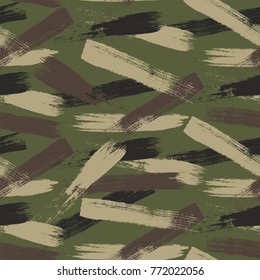 Camouflage seamless pattern, grunge style. Vector background.