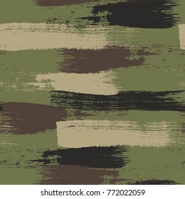 Camouflage seamless pattern, grunge style. Vector background.