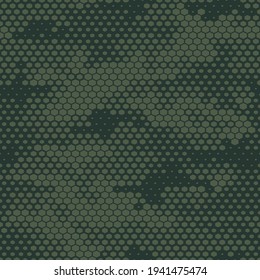 Camouflage seamless pattern from hexagonal elements. Military texture. Modern abstract camo. Print on fabric on textiles. Vector illustration