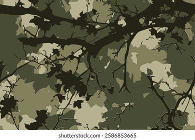 Camouflage seamless pattern. Hunting camouflage background. Vector tree hunting camouflage woodland pattern. Deer hunting camo