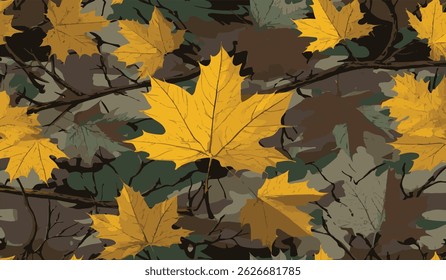 Camouflage seamless pattern. Hunting camouflage background. Vector tree hunting camouflage woodland pattern. Deer hunting camo